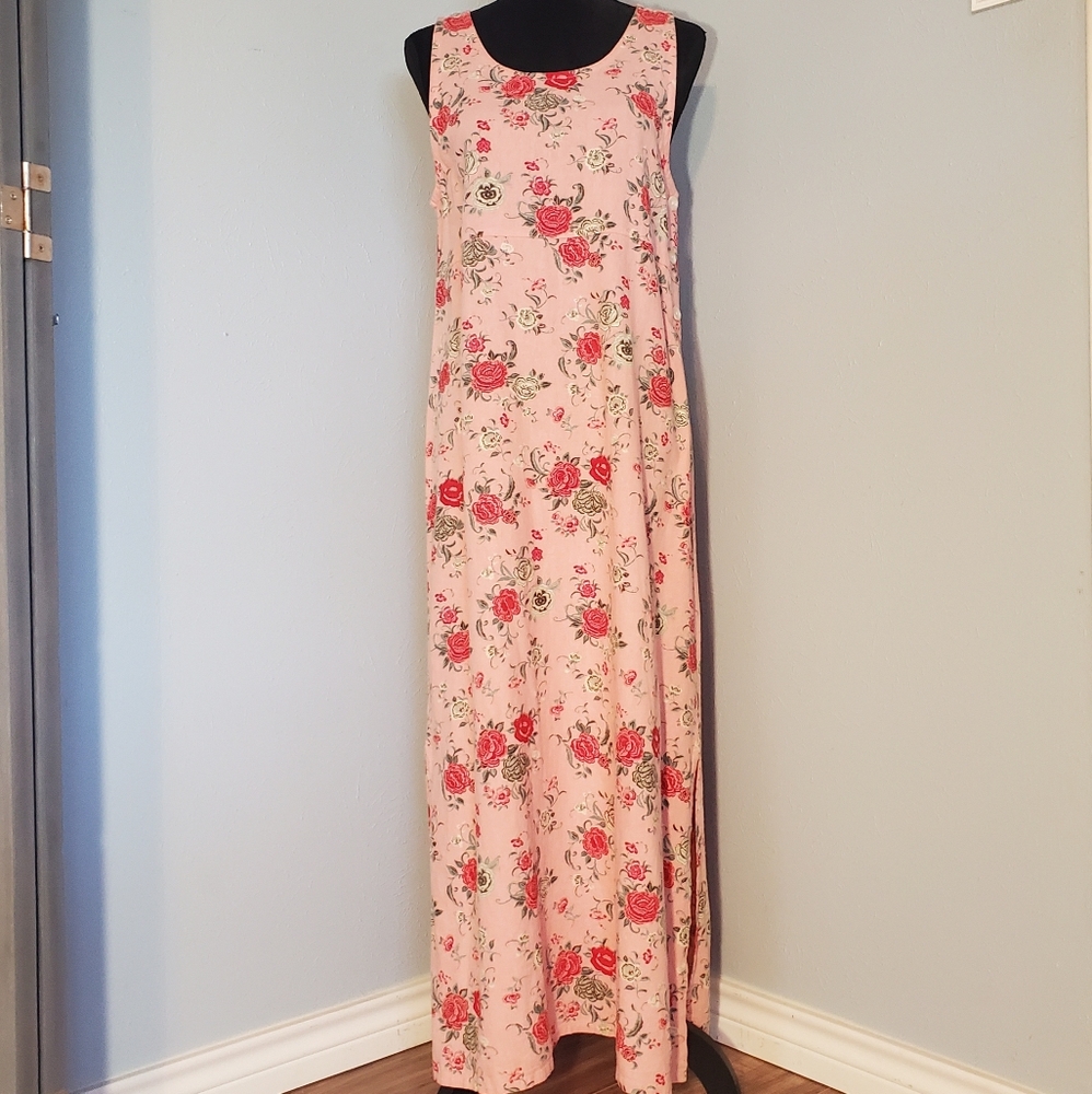 Mountain Lake Casuals Cottagecore Linen Blend Floral Dress Kawaii Friends Garden